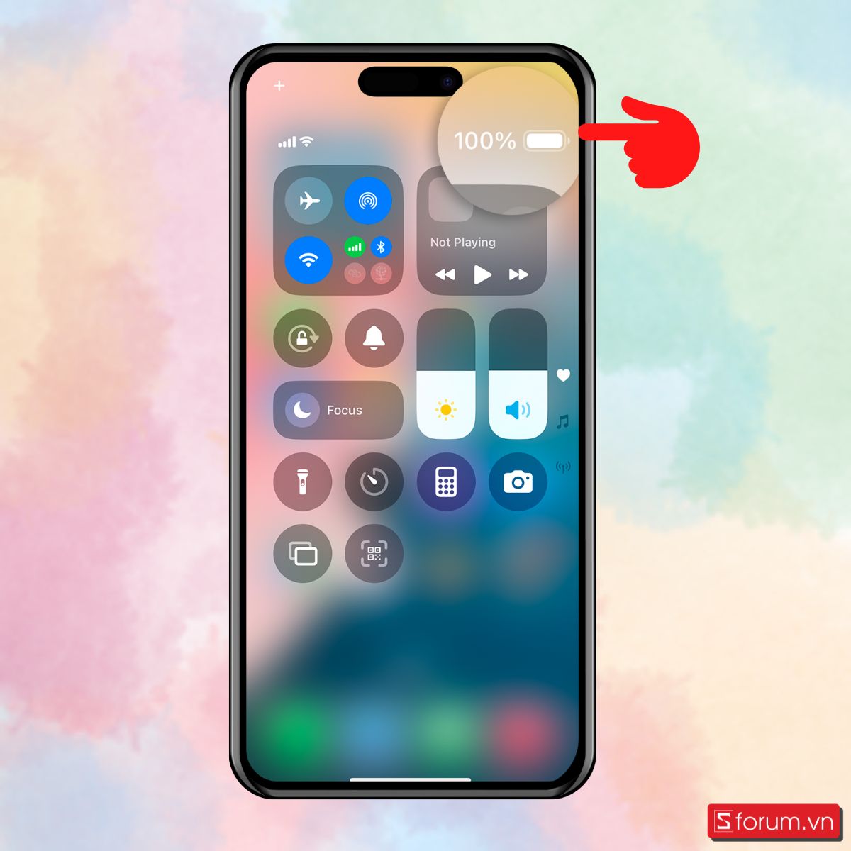 Bật phần trăm pin iPhone 12 bằng Trung tâm điều khiển