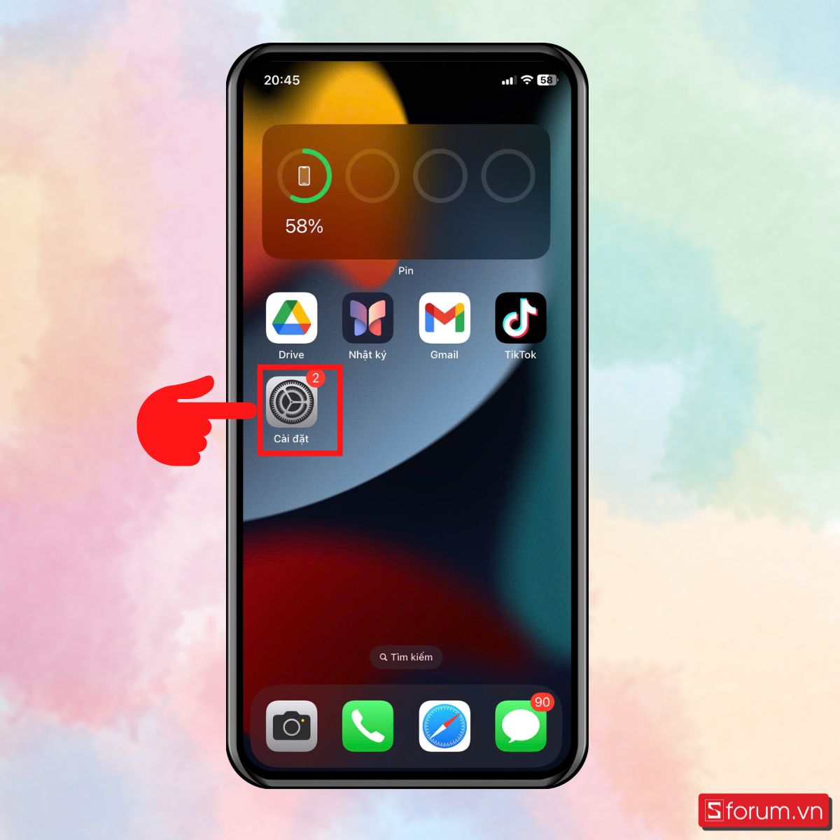 Mở ứng dụng Cài đặt trên iPhone