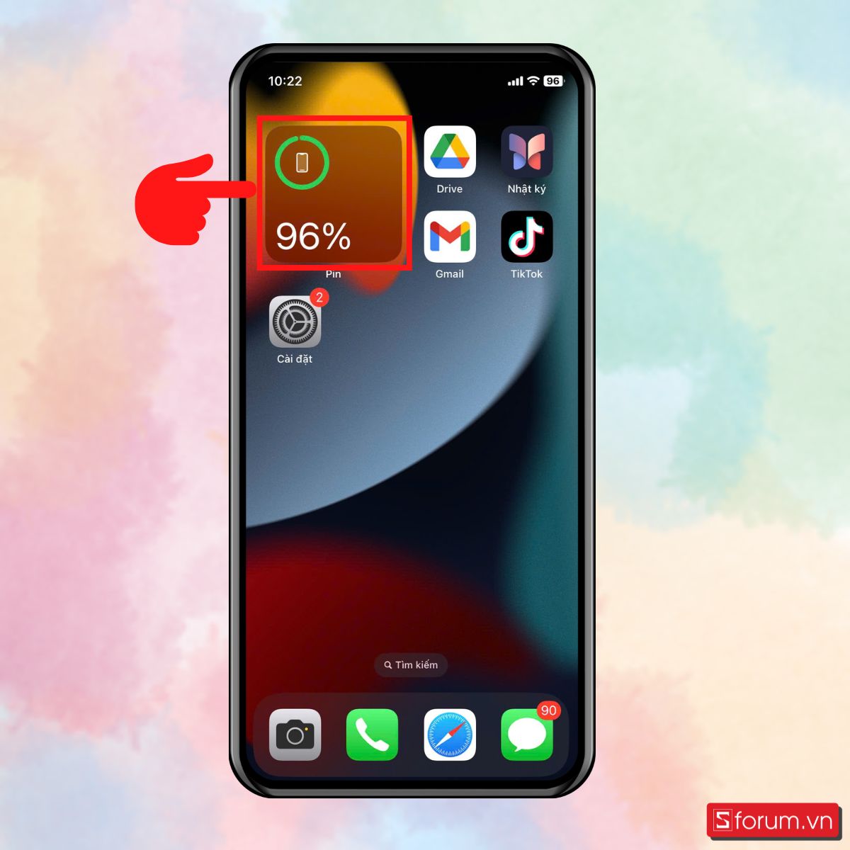 Kiểm tra lại tiện ích phần trăm pin trên màn hình iPhone 12