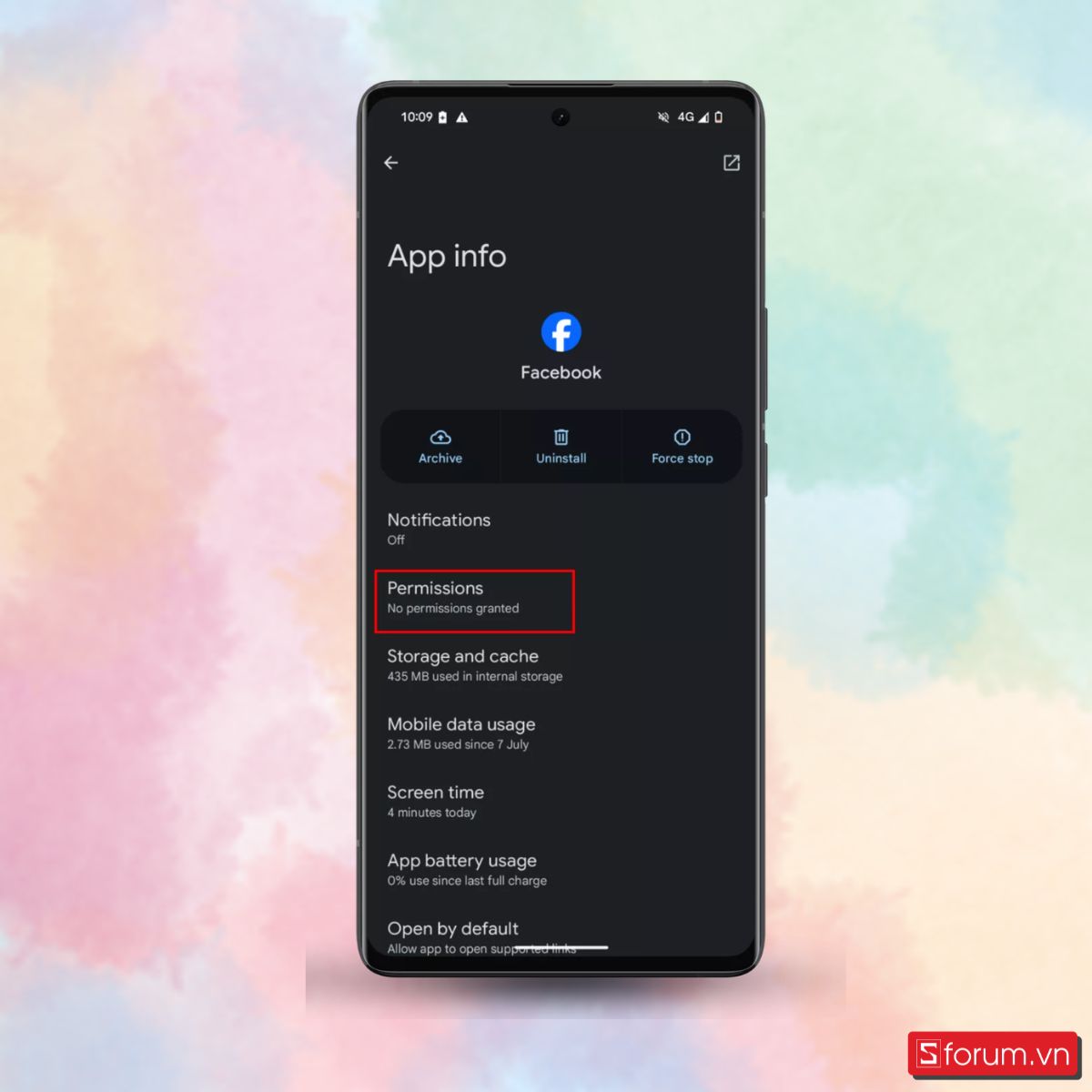 Bước 3: Truy cập mục Permissions