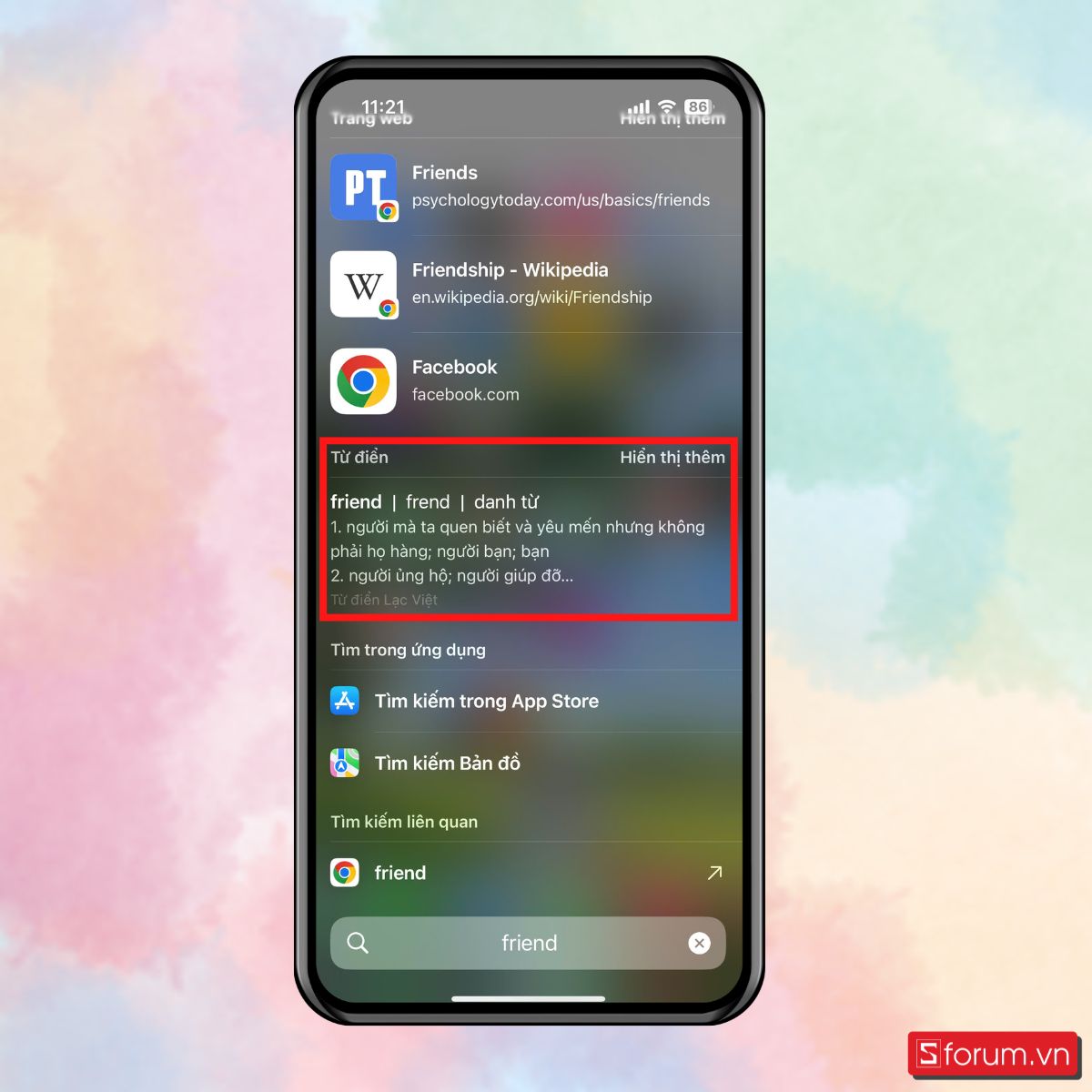 Bước 3: Xem nghĩa của từ.