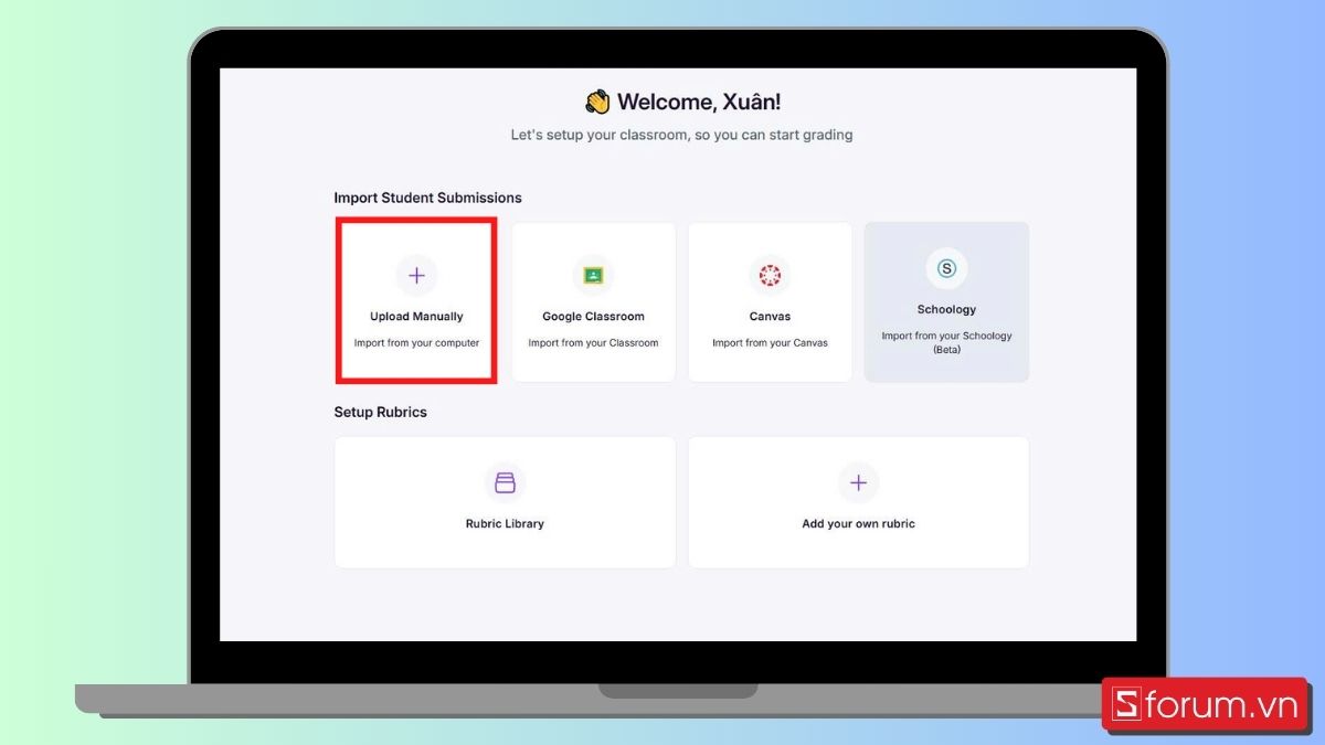 Bước 3: Chọn Upload Manually.