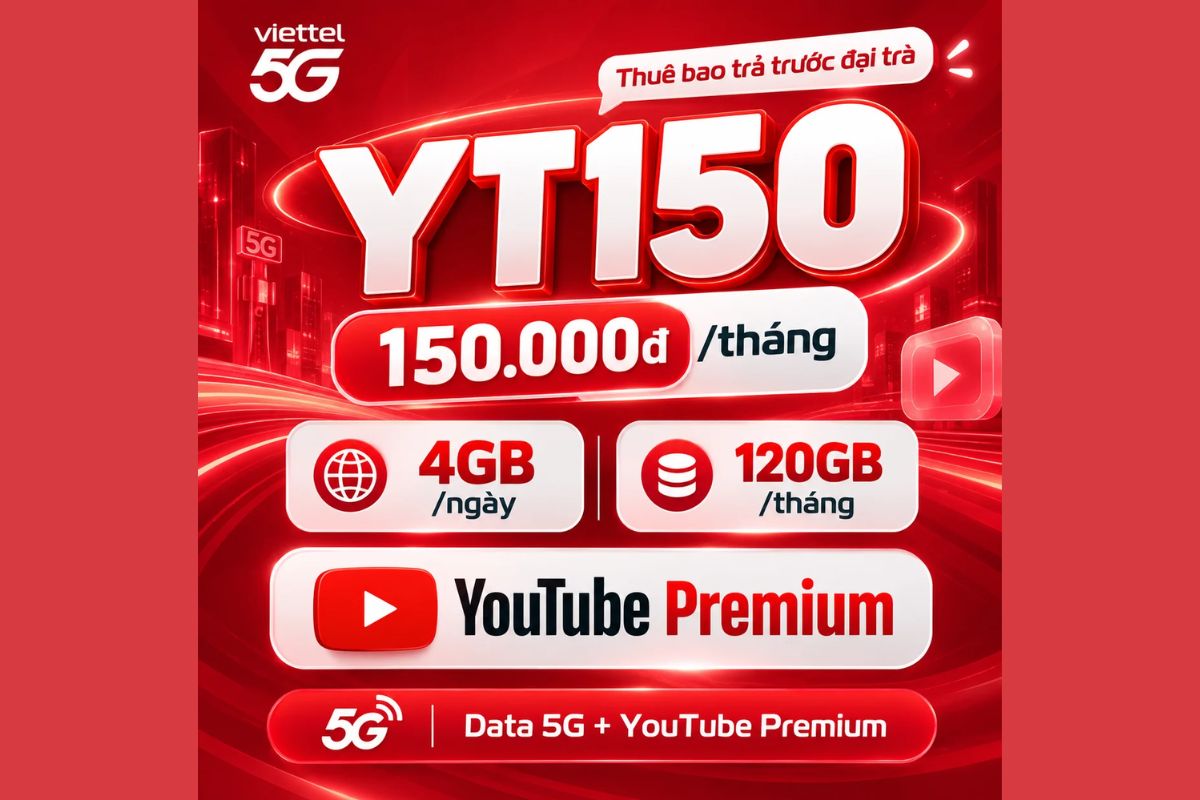 Chi tiết gói 5G Viettel tặng miễn phí Youtube Premium