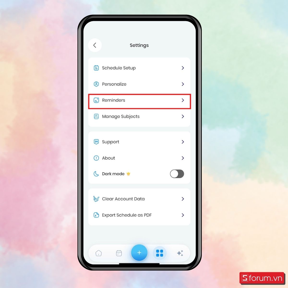 Bước 6: Tìm chọn mục Reminders.