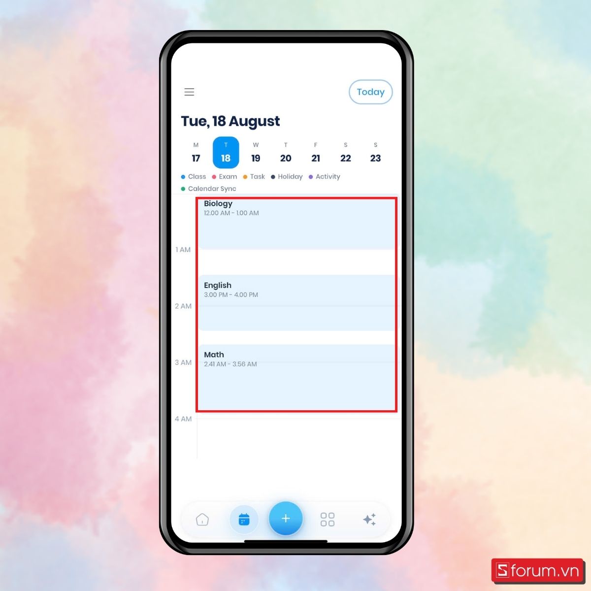 Bước 5: Xem lịch thời khóa biểu.