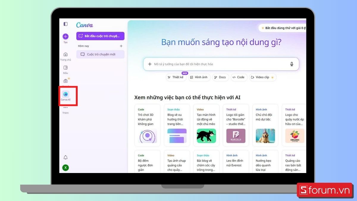 Bước 1: Mở Canva AI