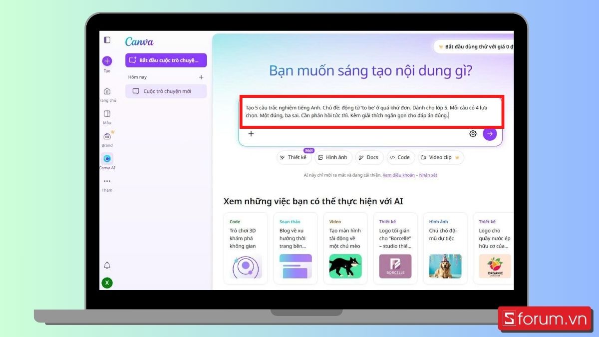 Bước 2: Nhập Prompt chi tiết