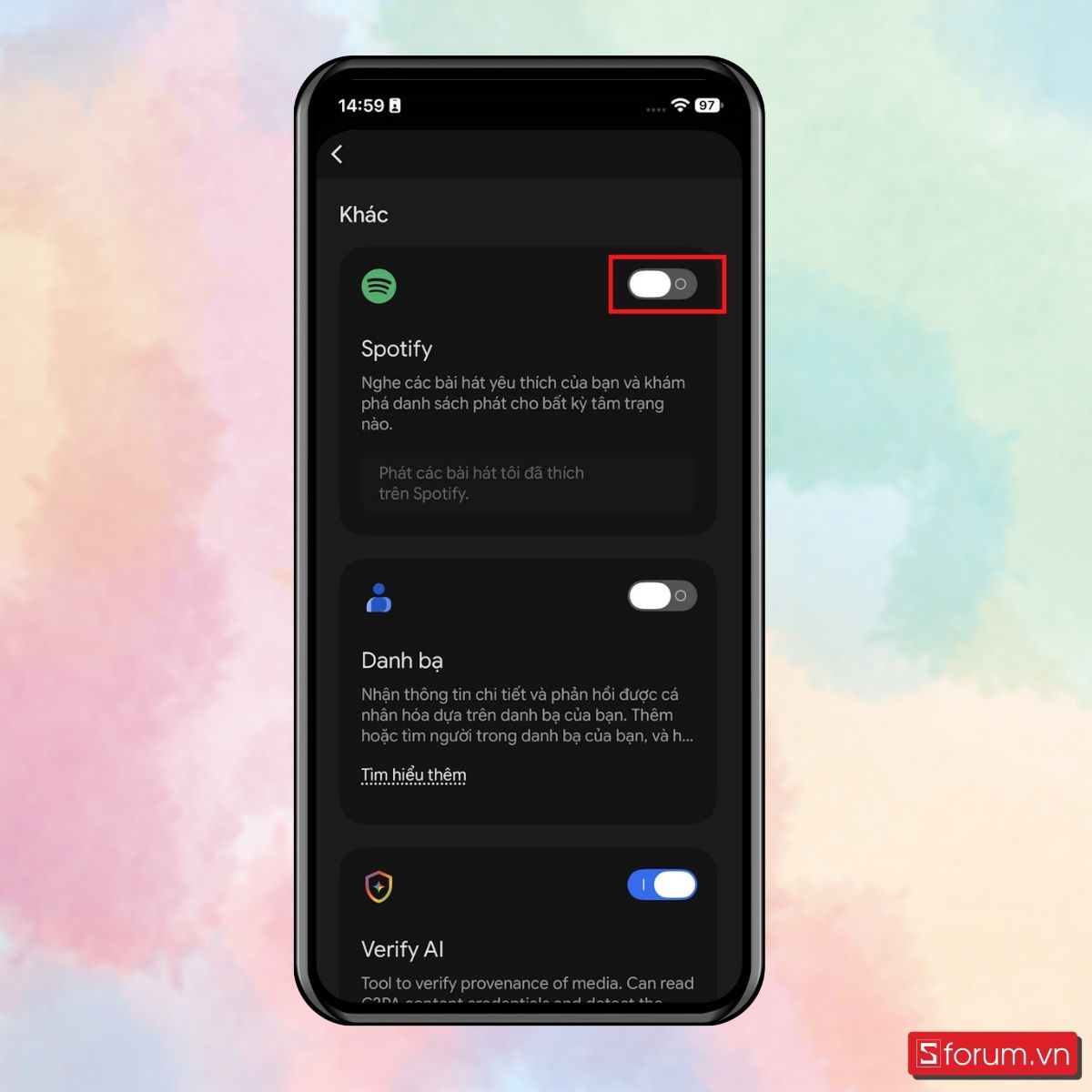 Bước 4: Bật kết nối với Spotify.
