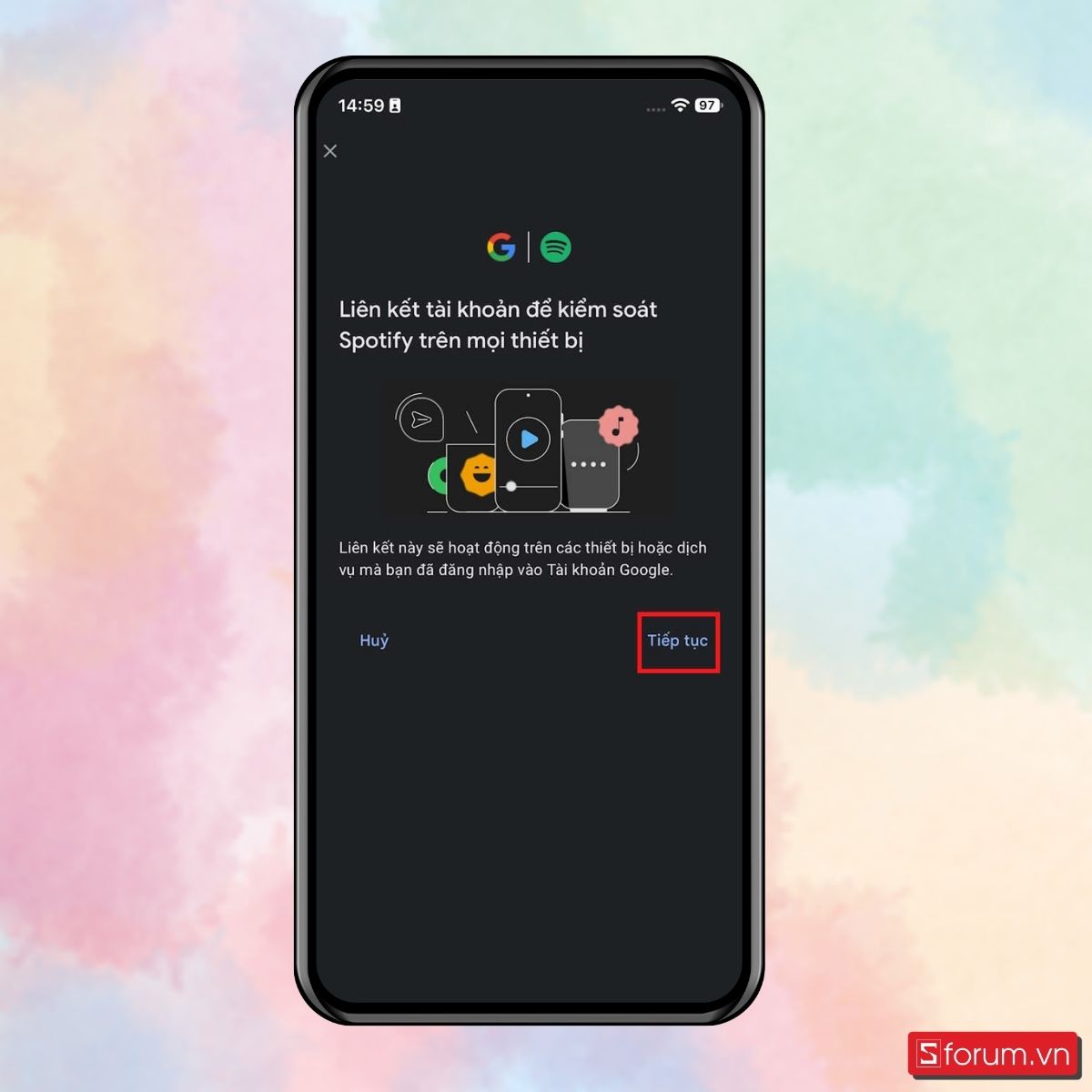 Bước 6: Liên kết tài khoản Spotify.