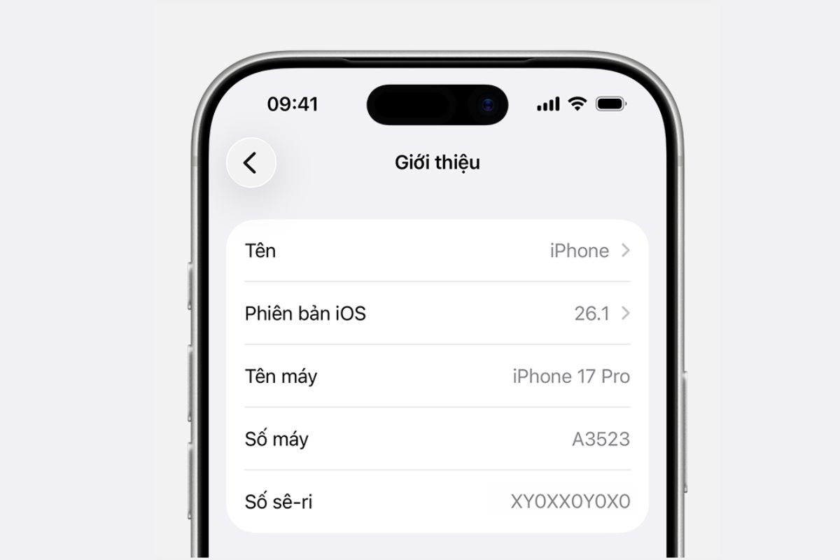 Kiểm tra số Seri trên iPhone 18 Pro Max