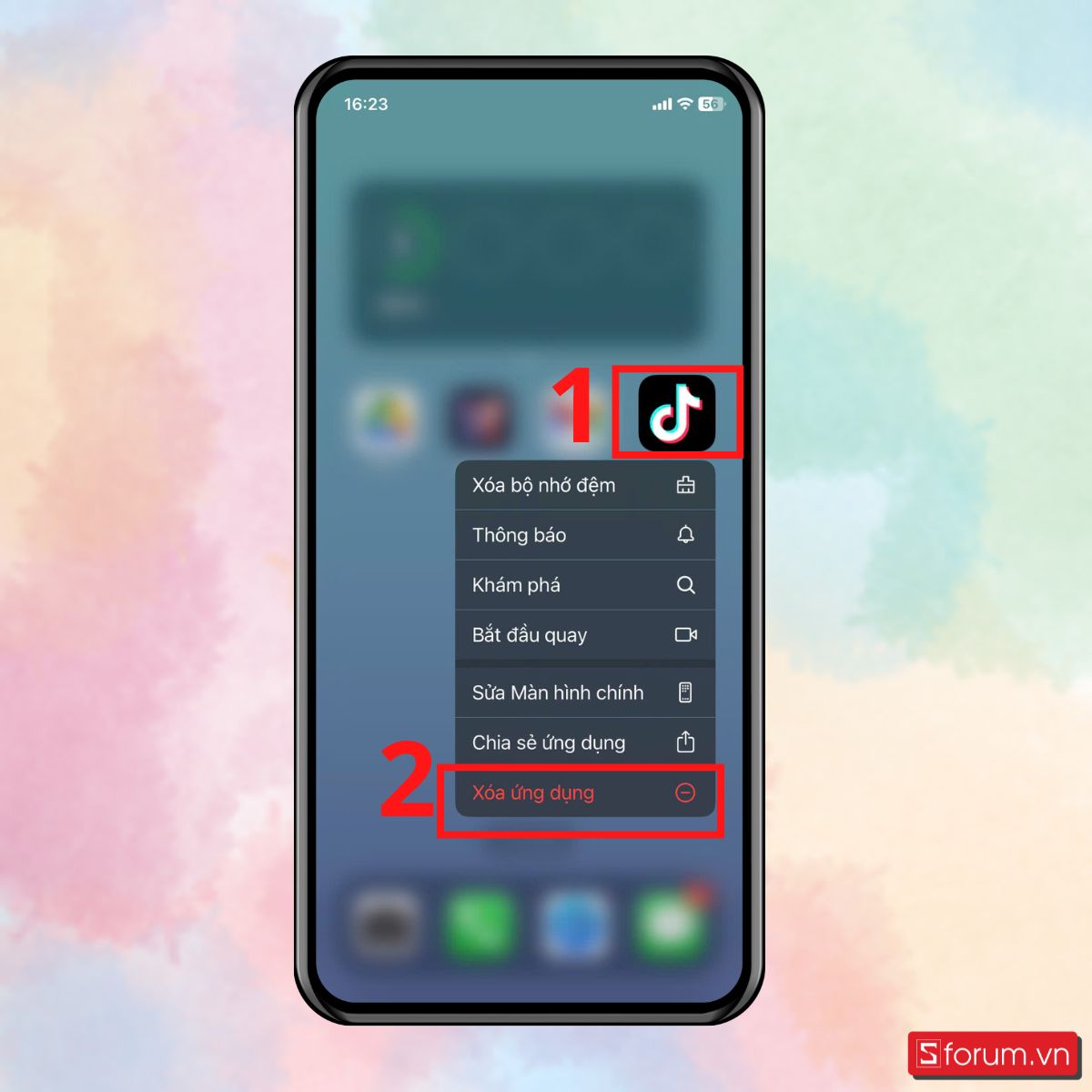 cách khắc phục Màn hình iPhone bị nhiễu xoá ứng dụng xung đột bước 1