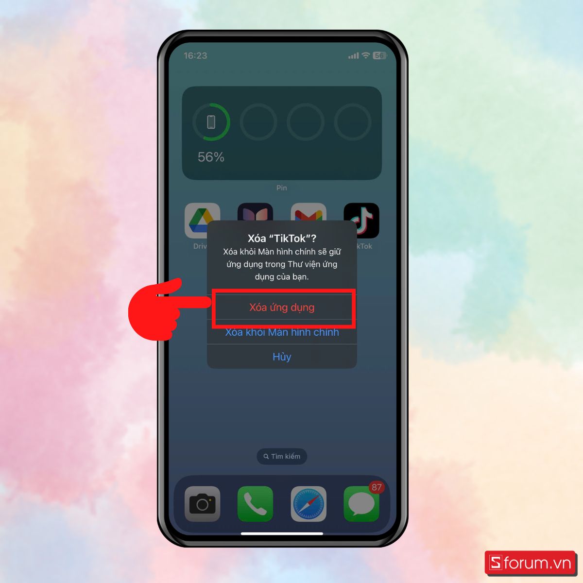 cách khắc phục Màn hình iPhone bị nhiễu xoá ứng dụng xung đột bước 2