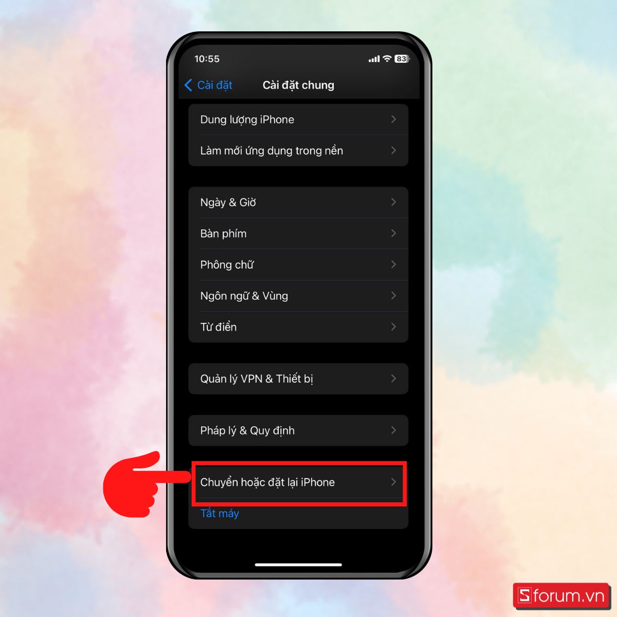 Khôi phục cài đặt gốc khi iPhone không xoay được màn hình - bước 2