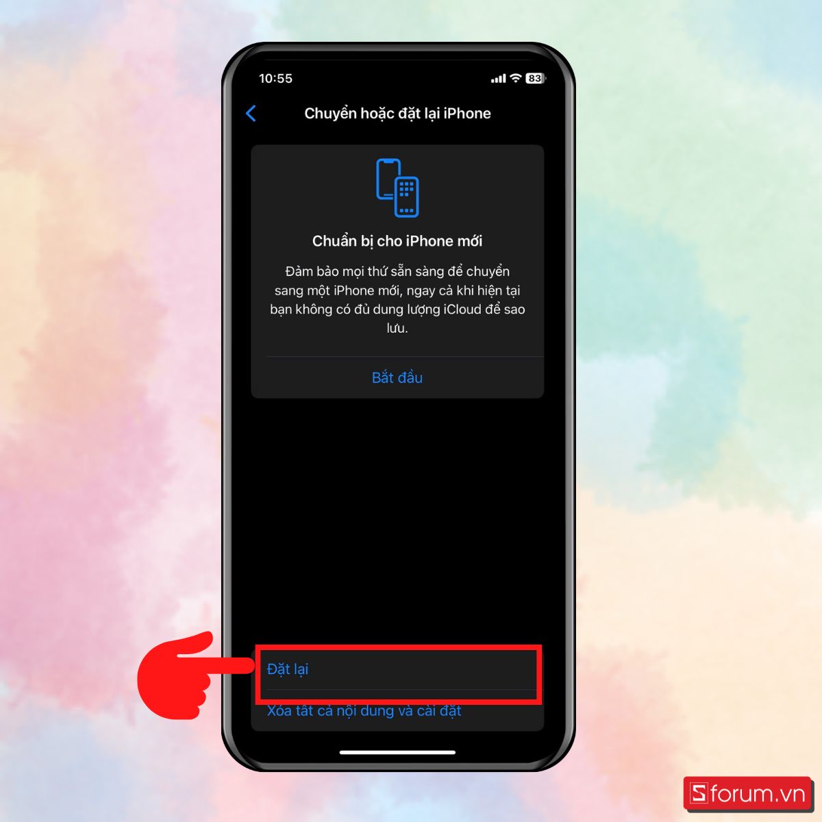 Khôi phục cài đặt gốc khi iPhone không xoay được màn hình - bước 3