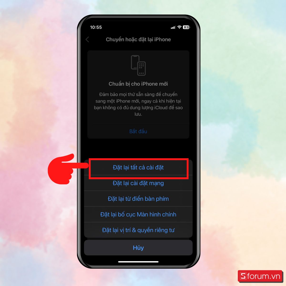 Khôi phục cài đặt gốc khi iPhone không xoay được màn hình - bước 4