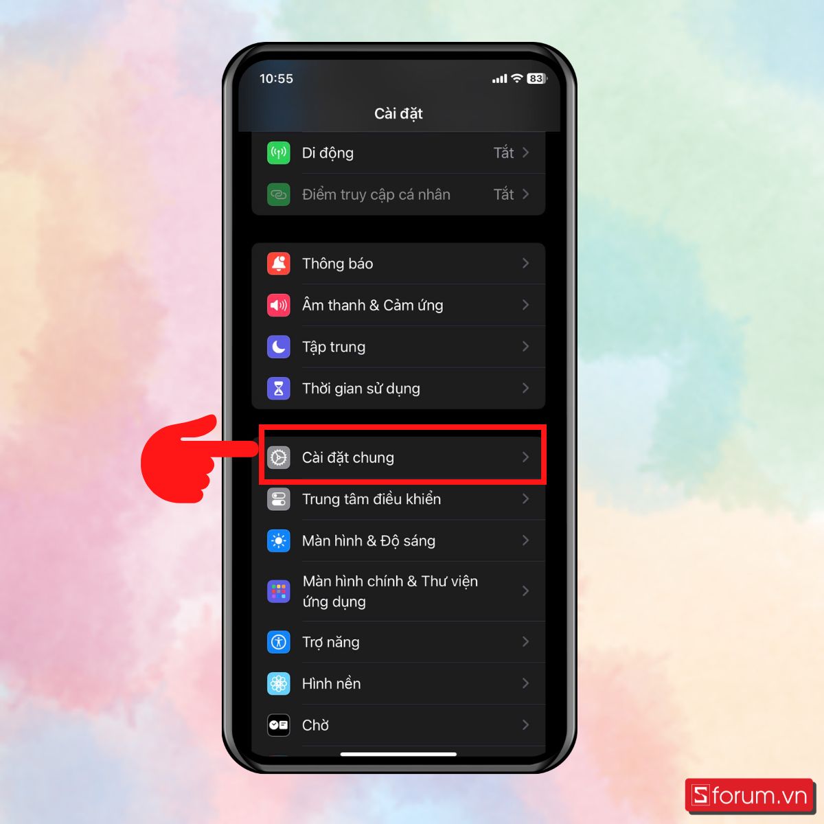 Khôi phục cài đặt gốc khi iPhone không xoay được màn hình - bước 1