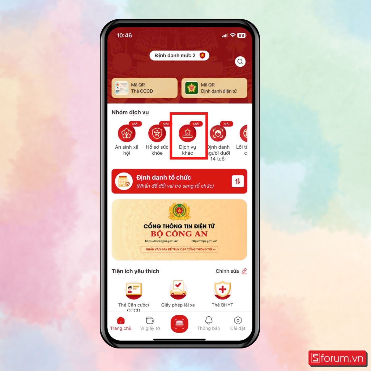 Bước 1: Truy cập ứng dụng VNeID, vào mục Dịch vụ khác