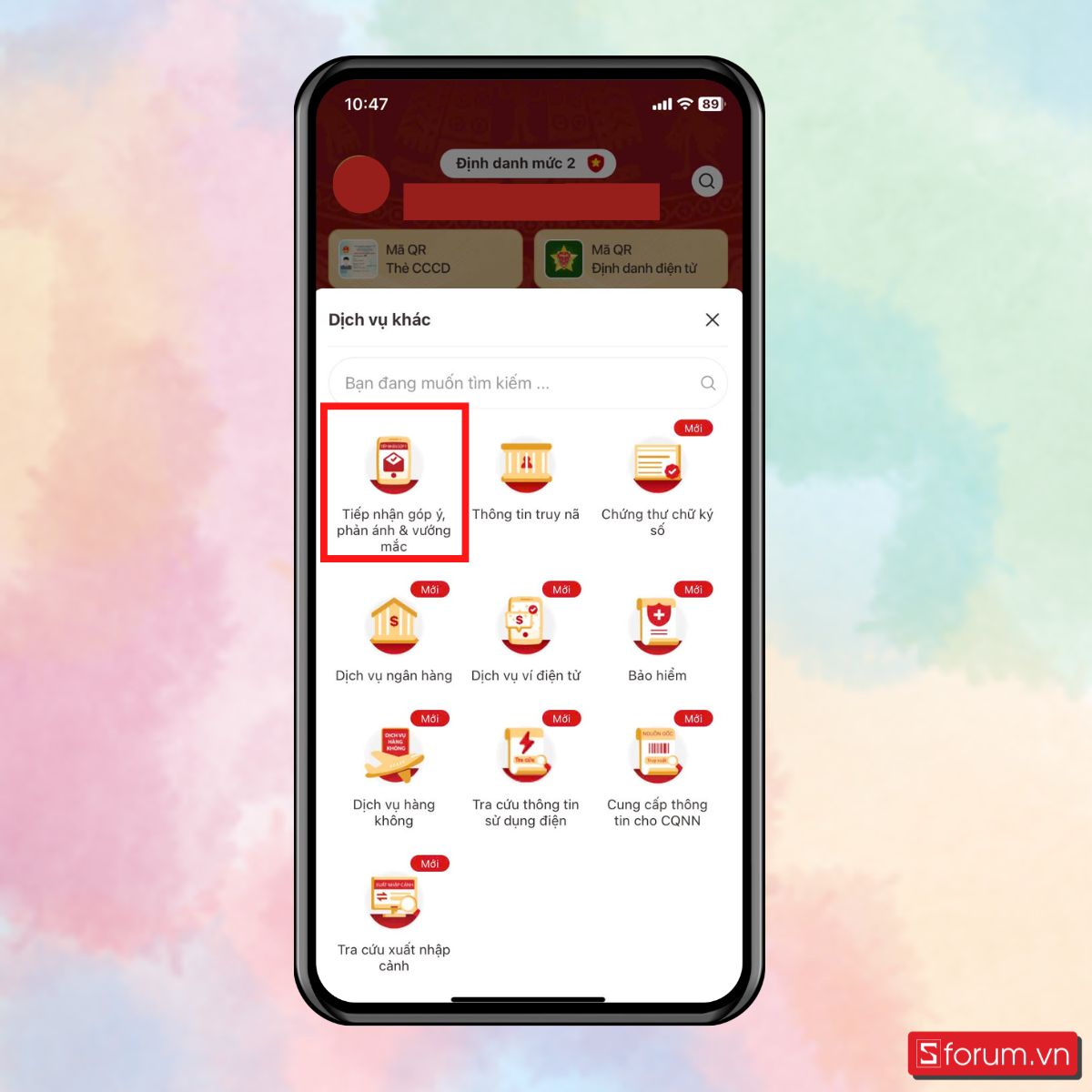 Bước 2: Chọn mục Tiếp nhận góp ý, phản ánh & vướng mắc.