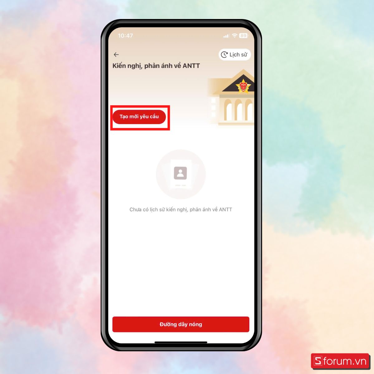 Chọn Tạo mới yêu cầu 