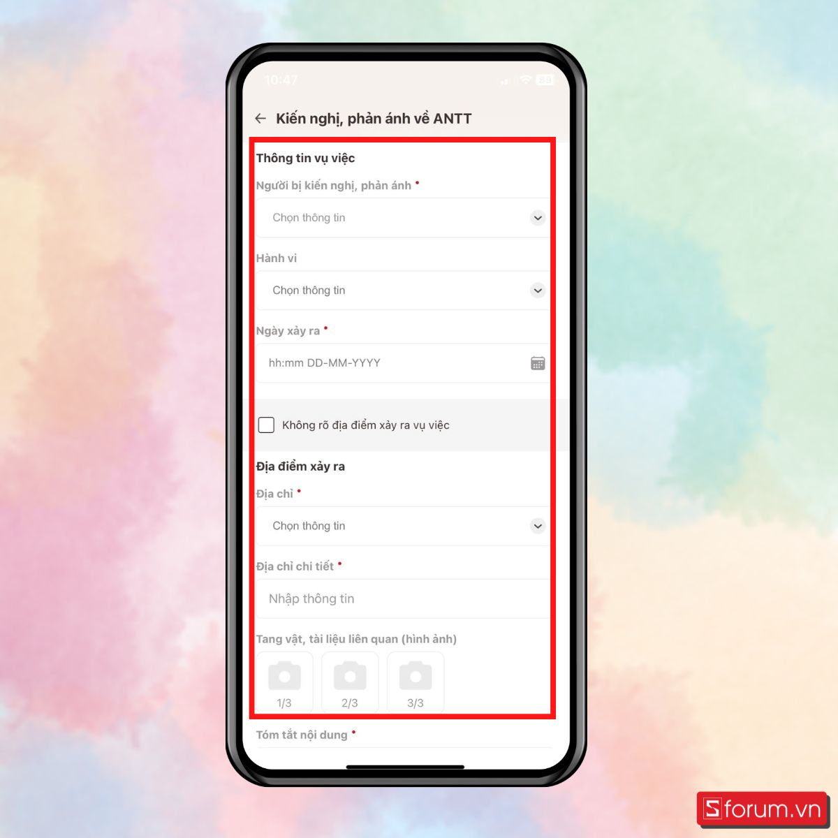 Bước 5: Nhập thông tin & đính kèm dữ liệu.