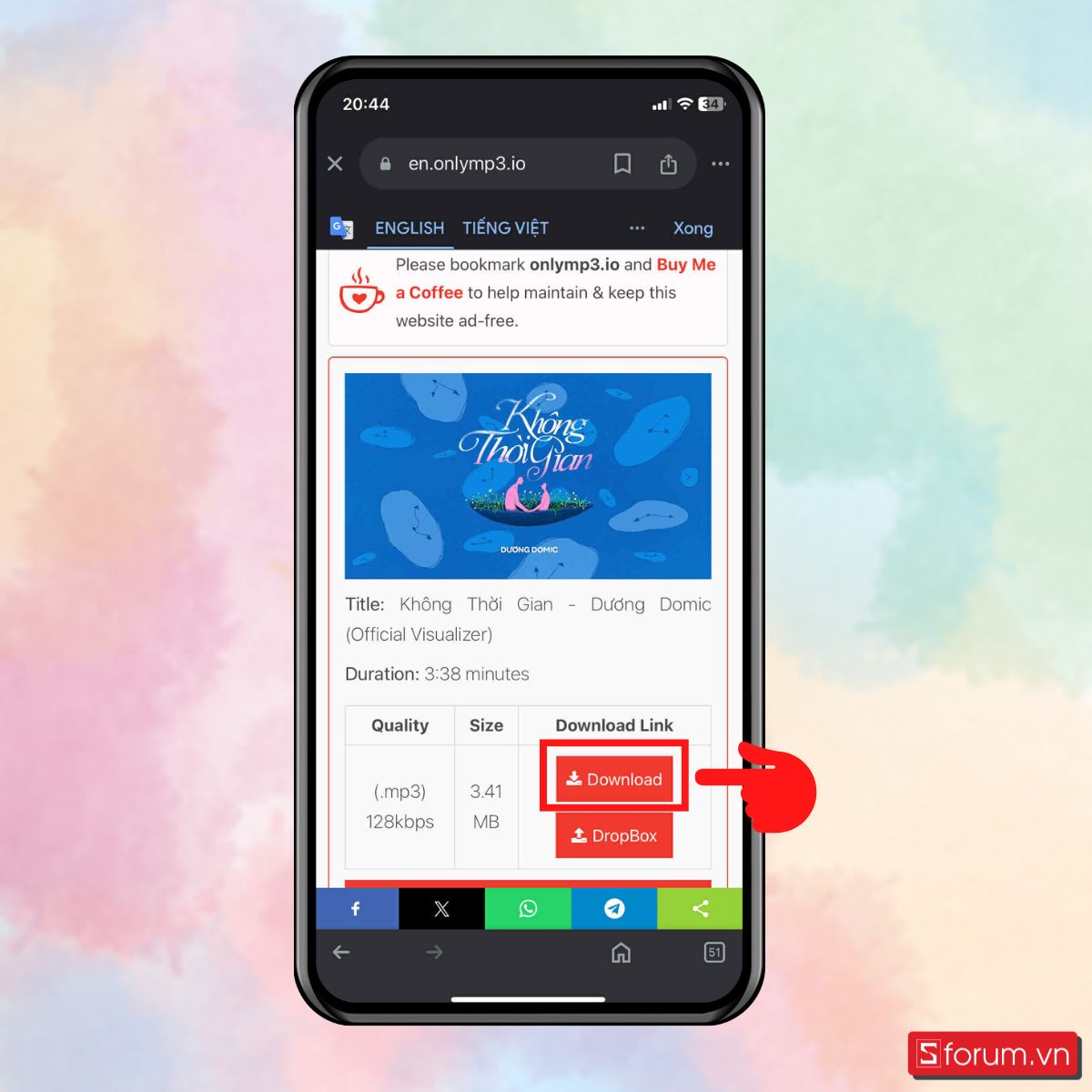 Bước 3: Nhấp vào nút Download MP3 để tải file MP3.