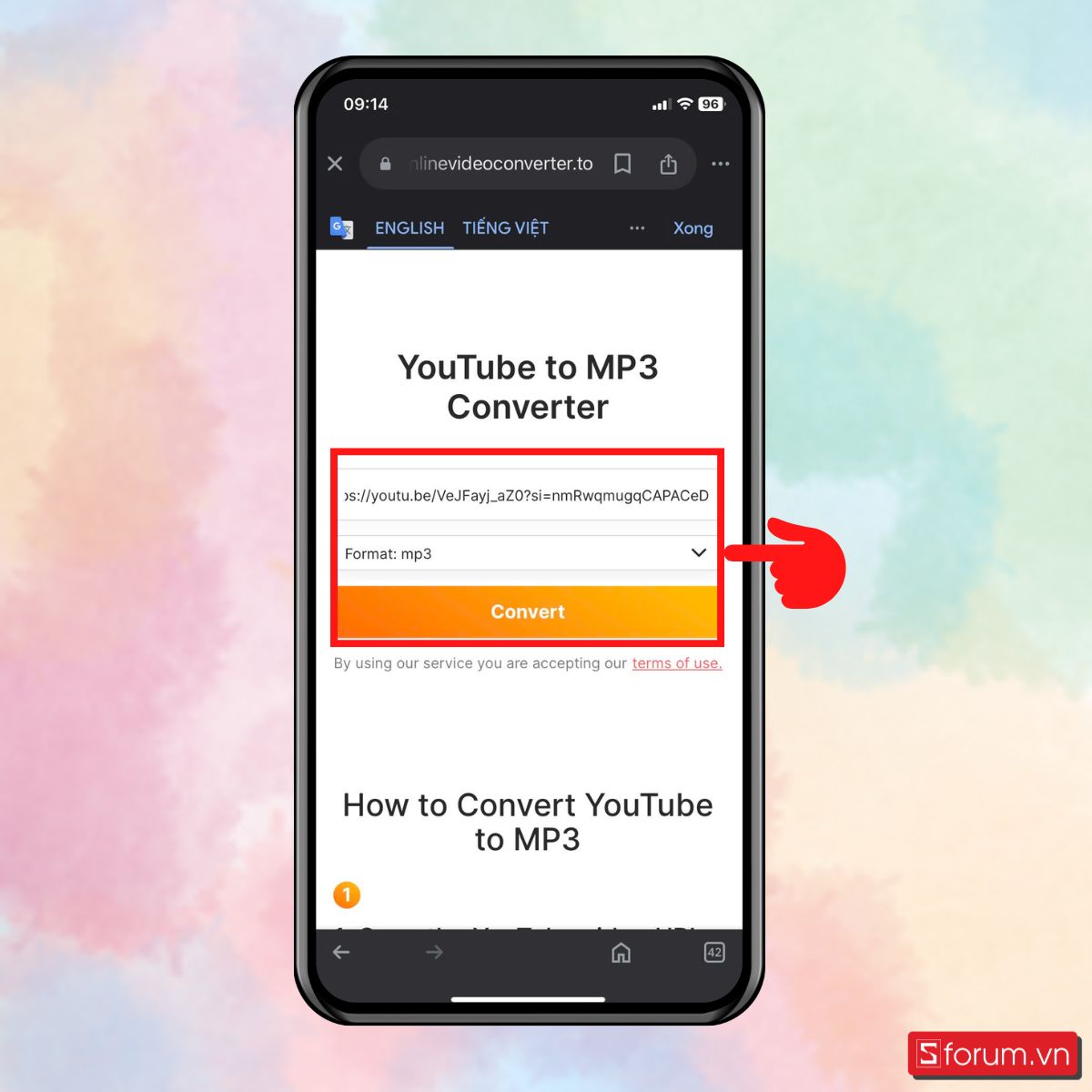 Bước 4: Dán liên kết video YouTube, chọn Convert.
