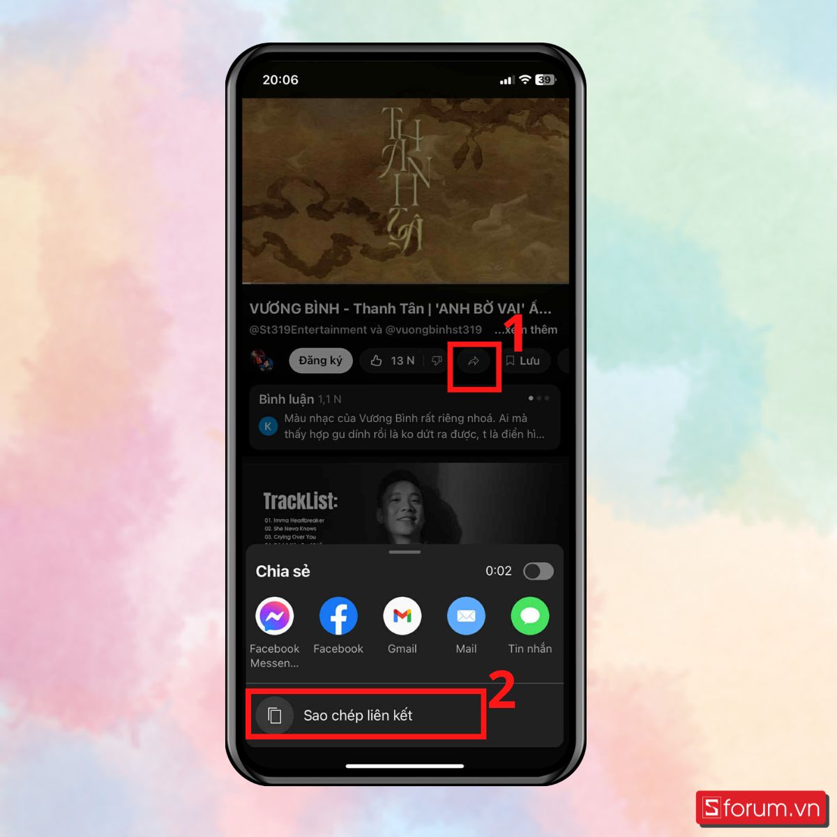 Bước 1: Mở YouTube và sao chép link video bài nhạc bạn muốn tải.