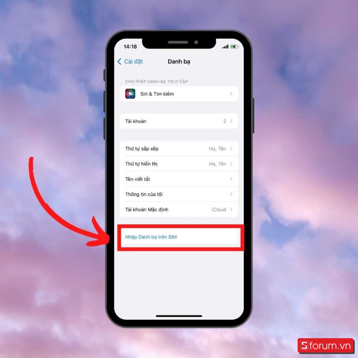 Lấy lại danh bạ bị mất số qua Sim - bước 2