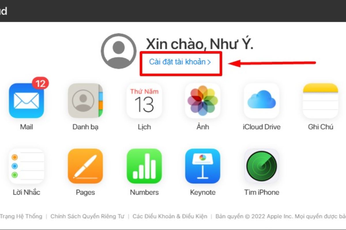 Lấy lại danh bạ bị mất số qua iCloud - bước 2