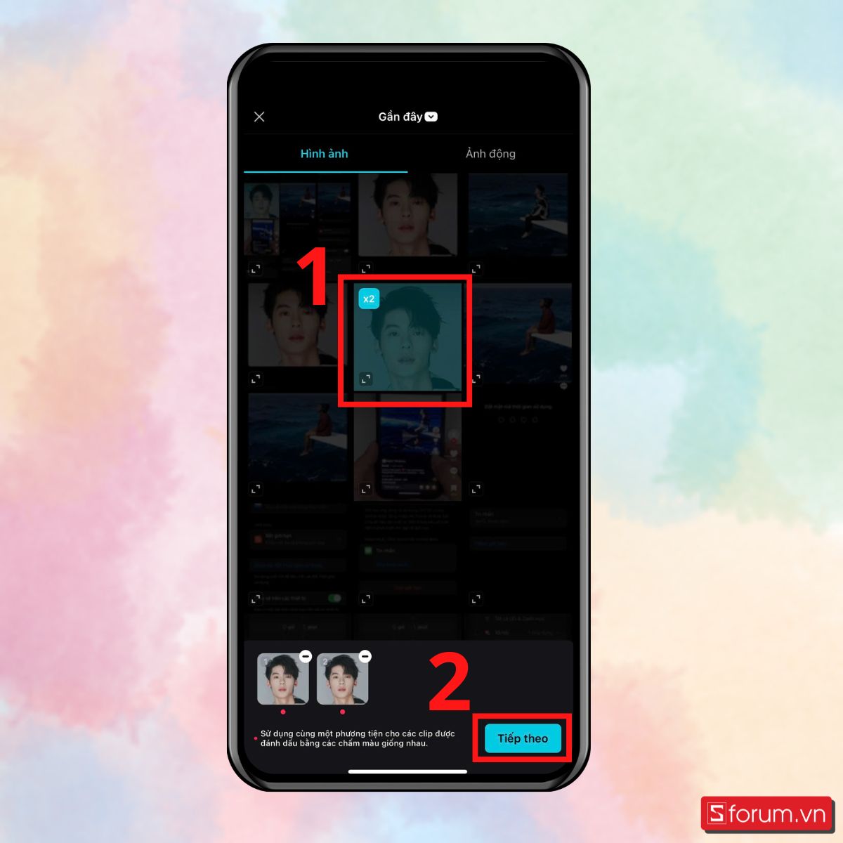 Hướng dẫn cách tạo ảnh lấy ý tưởng từ Album của SZA dễ dàng nhất - chọn ảnh từ máy để tải lên, bấm chọn Tiếp theo