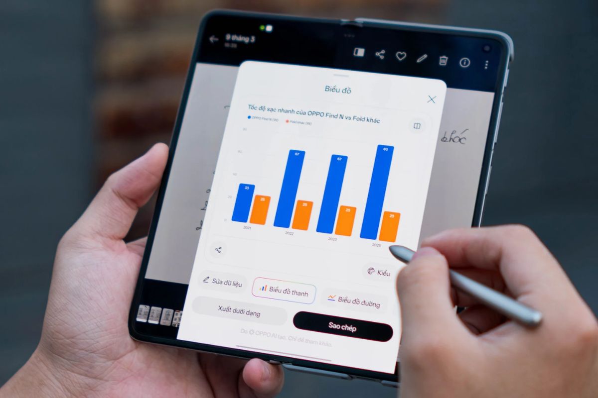 Lưu ý quan trọng khi tạo biểu đồ, mindmap, slide thuyết trình trên OPPO Find N6