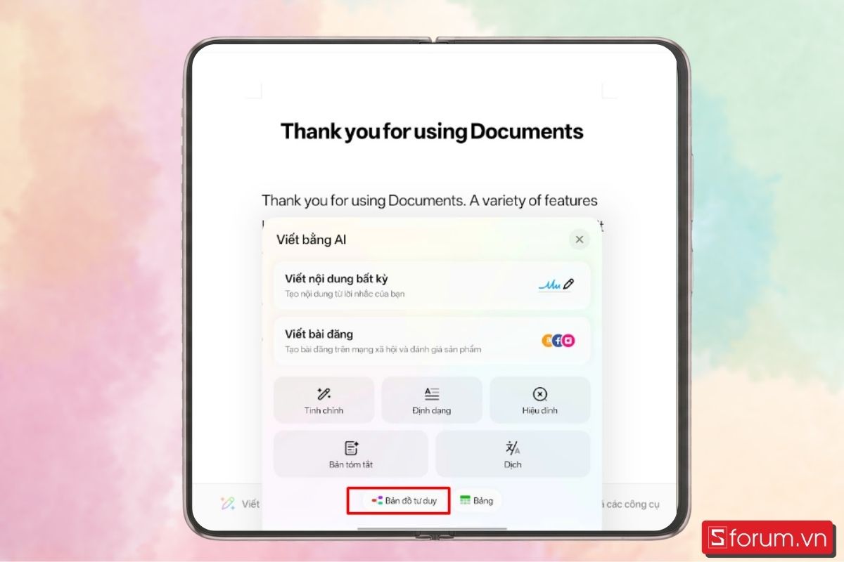 Bước 3: Thiết lập mind map - Chọn vào Bản đồ tư duy