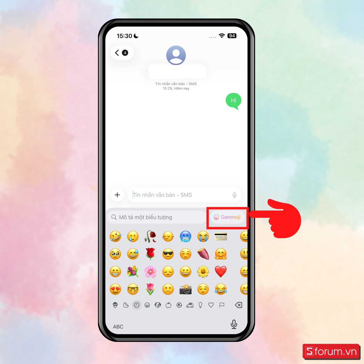 Cách tạo gemoji động cá nhân hóa với Apple Intelligence - Mở bàn phím Emoji và chọn Genmoji