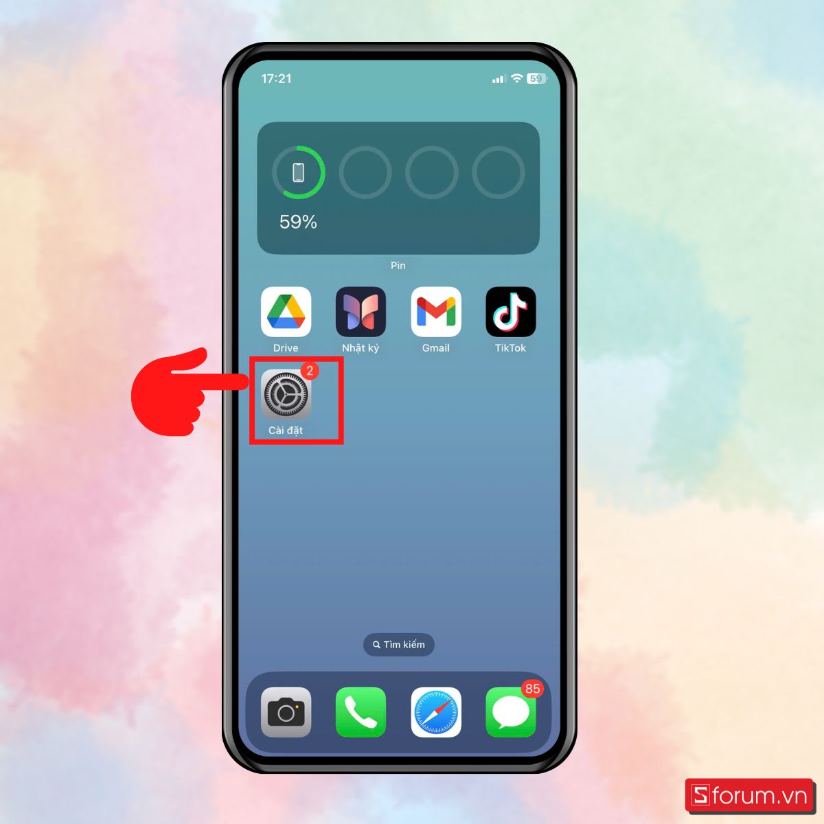 Mở ứng dụng Cài đặt trên iPhone