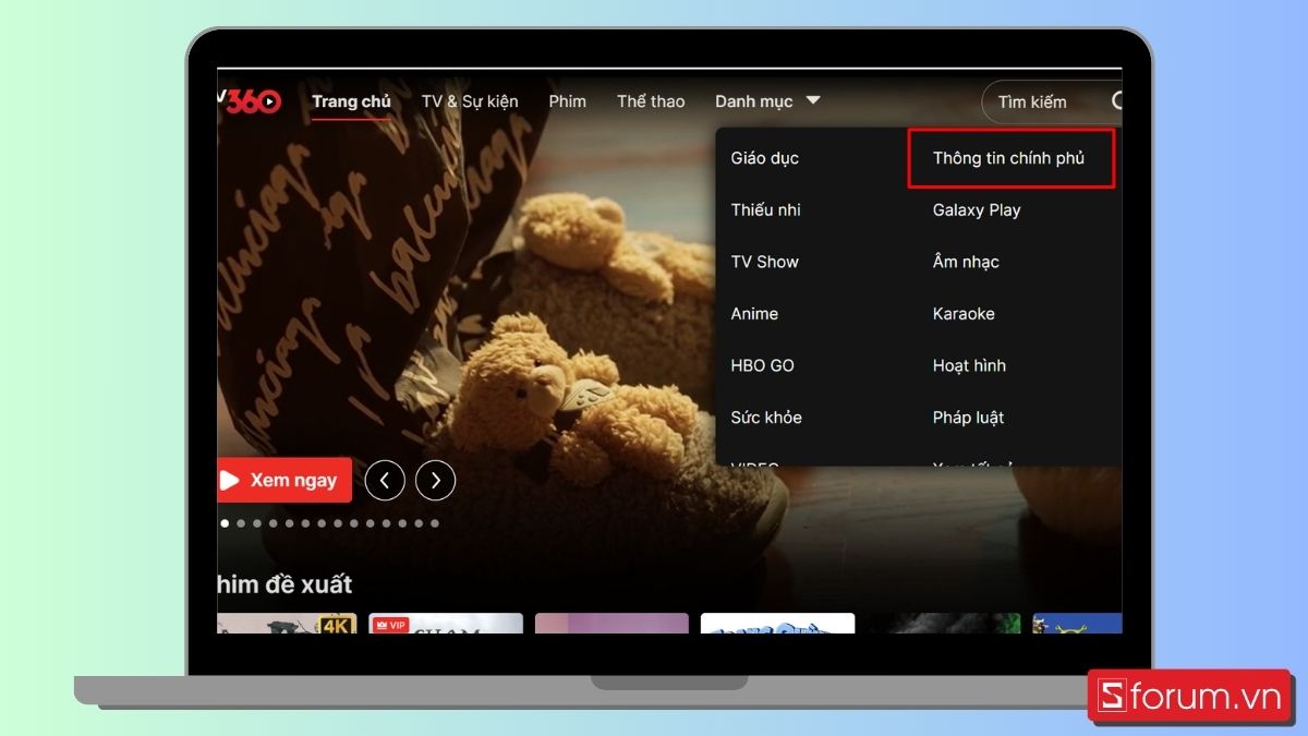 Cách xem thông tin chính phủ trên TV360-3