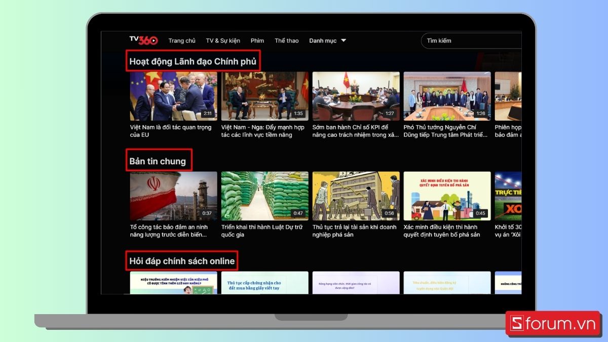 Cách xem thông tin chính phủ trên TV360-4