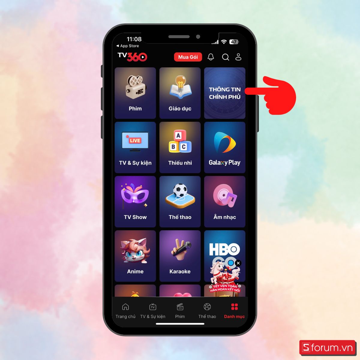 Cách xem thông tin chính phủ trên TV360-7