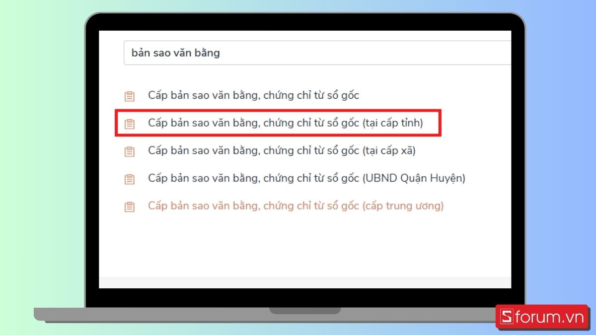 Tìm kiếm thủ tục cấp bản sao bằng tốt nghiệp THPT