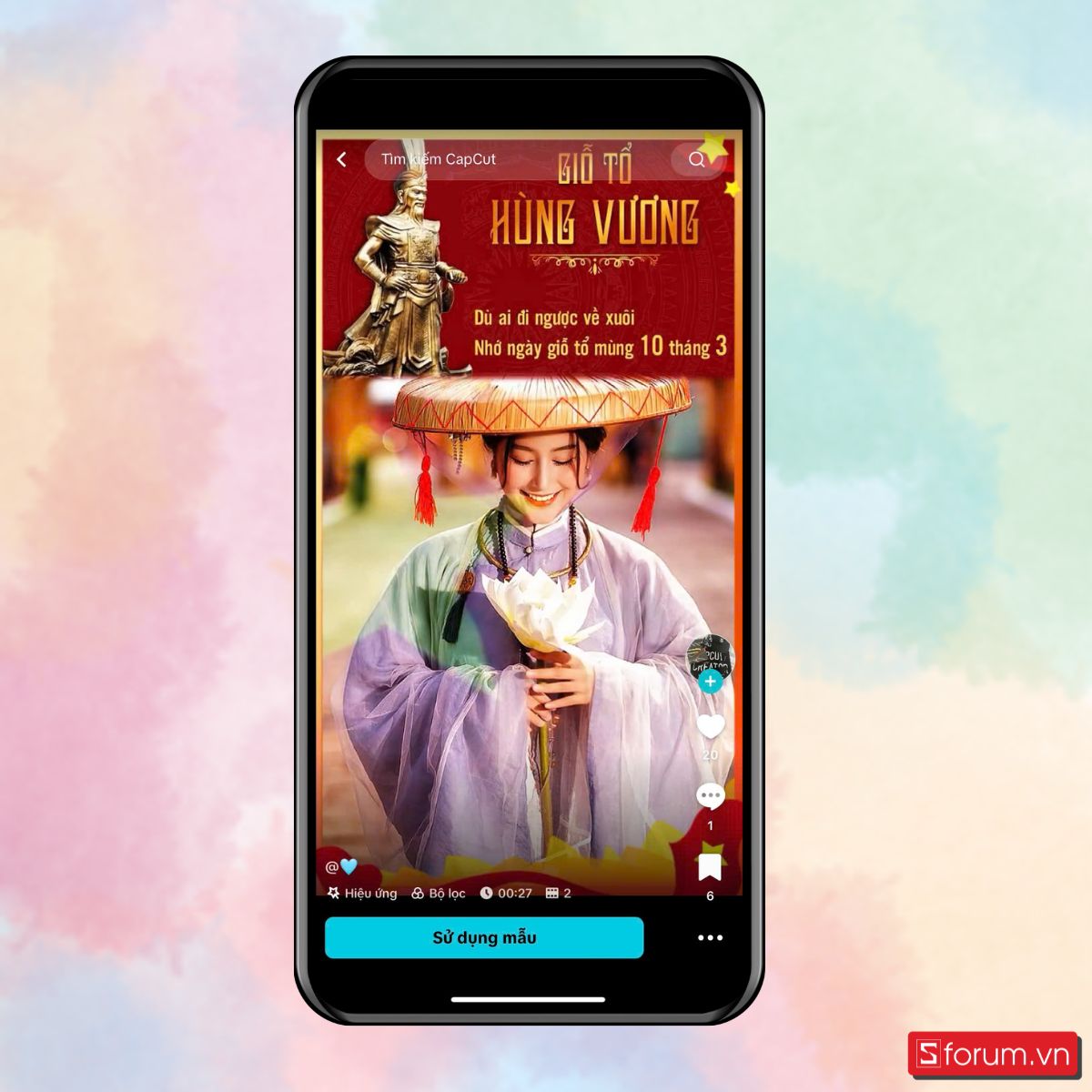 Mẫu CapCut Giỗ tổ Hùng Vương 2 ảnh nhẹ nhàng