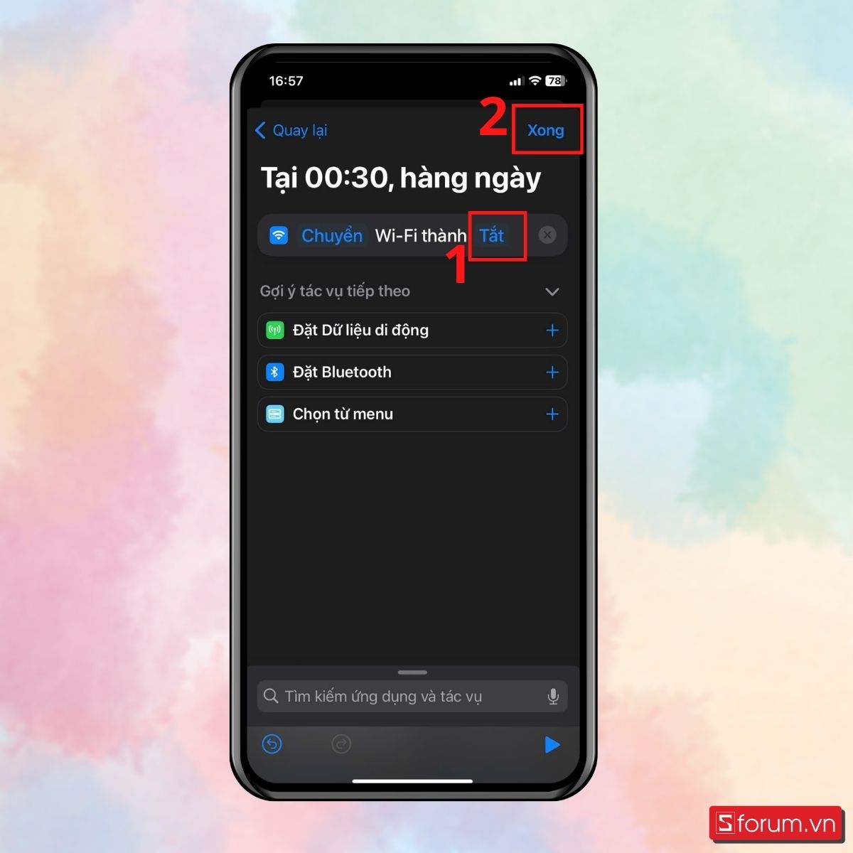 Bước 7: Chuyển tác vụ WiFi sang Tắt.