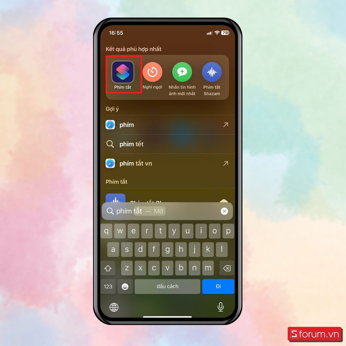 Bước 1: Mở ứng dụng Phím tắt trên iPhone.