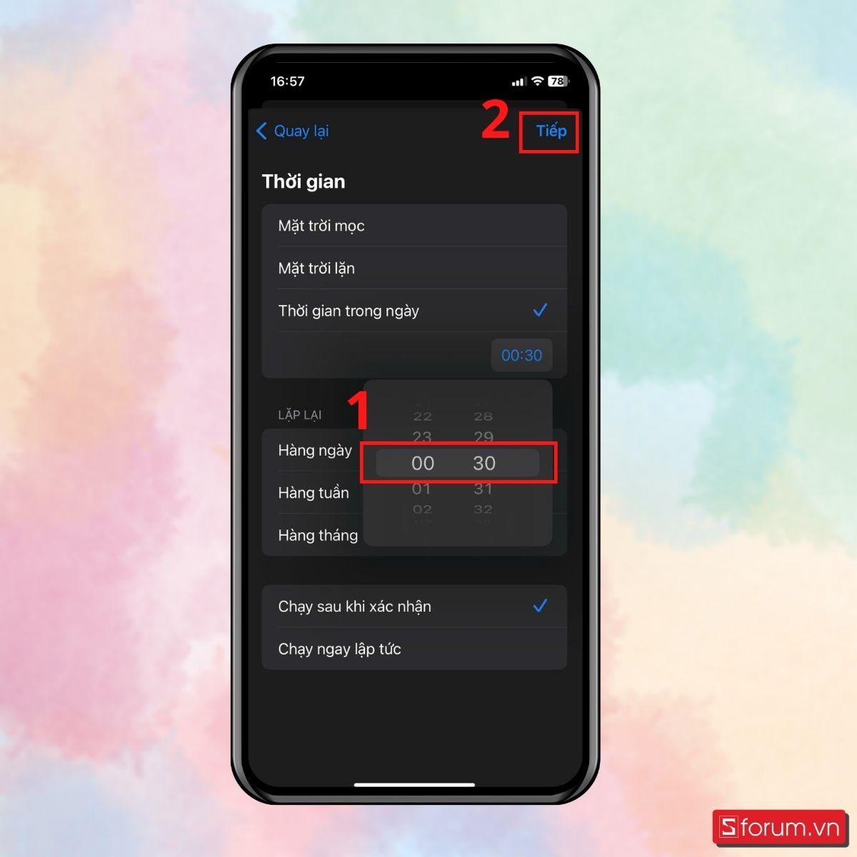 Bước 4: Đặt thời gian muốn iPhone tự động tắt WiFi.