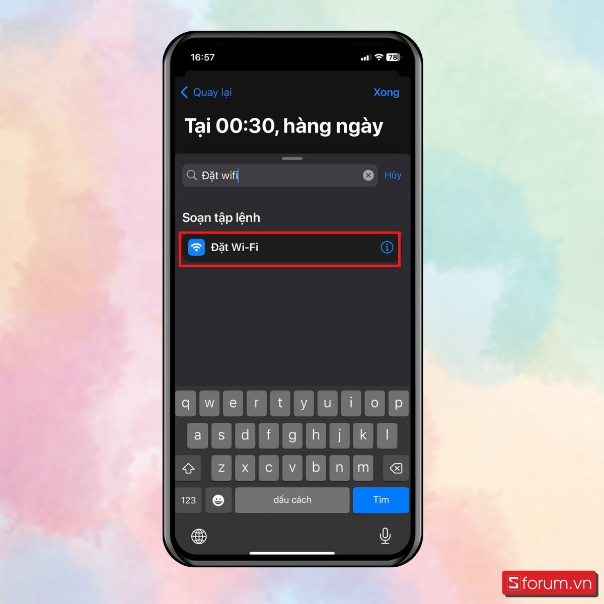 Bước 6: Tìm kiếm Đặt WiFi.