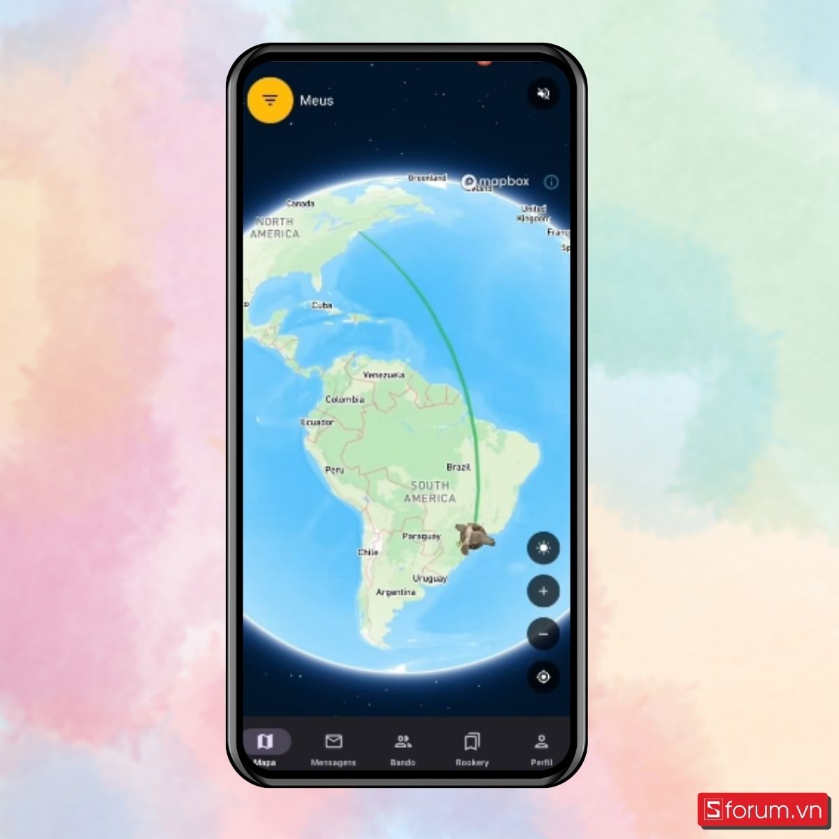 Bước 5: Mở Map để theo dõi vị trí và hành trình của chú chim theo thời gian thực.