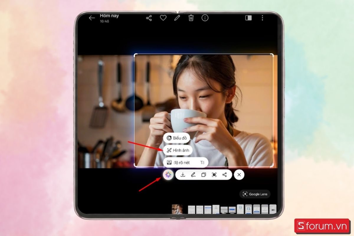Bước 4: Điều chỉnh ảnh - Điều chỉnh khung ảnh theo mong muốn. Chọn vào icon ở ảnh dưới sau đó nhấn vào Hình ảnh
