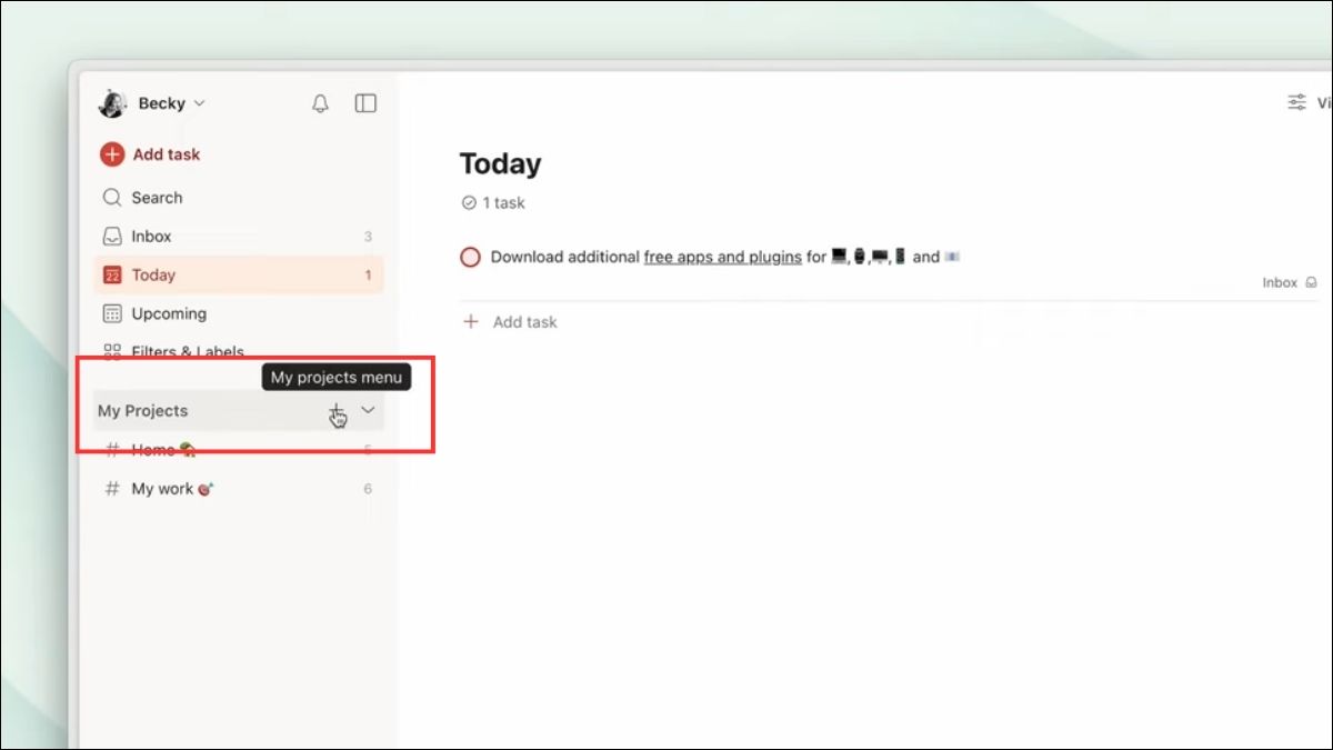 Hướng dẫn sử dụng sử dụng Todoist để tạo ra các Project - Bước 1