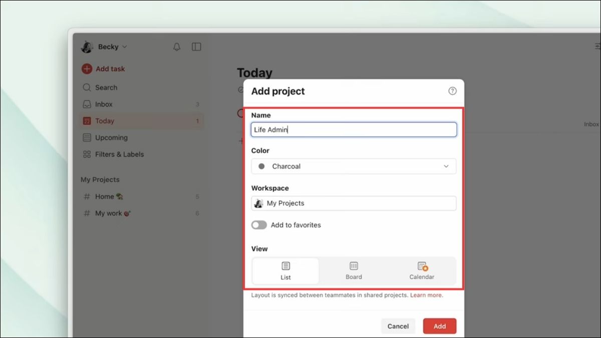 Hướng dẫn sử dụng sử dụng Todoist để tạo ra các Project - Bước 3