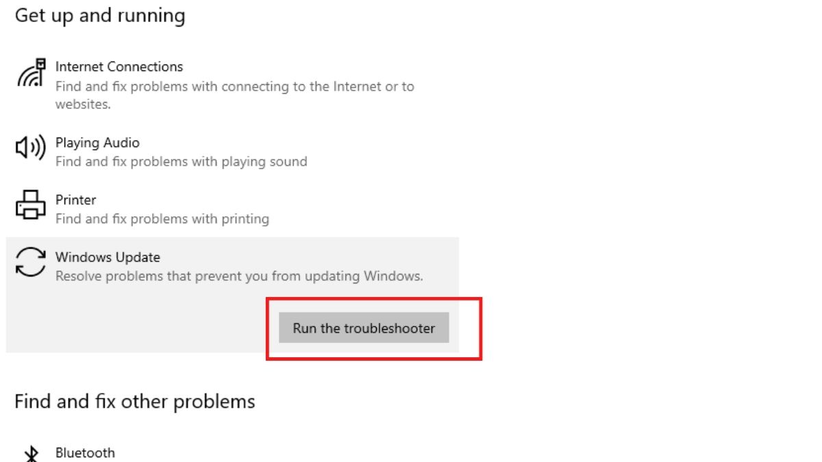 Dùng công cụ Windows Update Troubleshooter - Bước 3