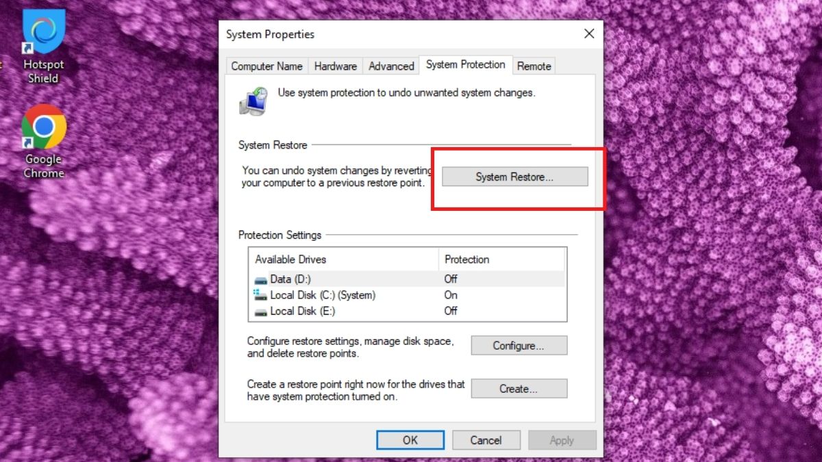 Hướng dẫn các bước khôi phục hệ thống (System Restore) - Bước 2