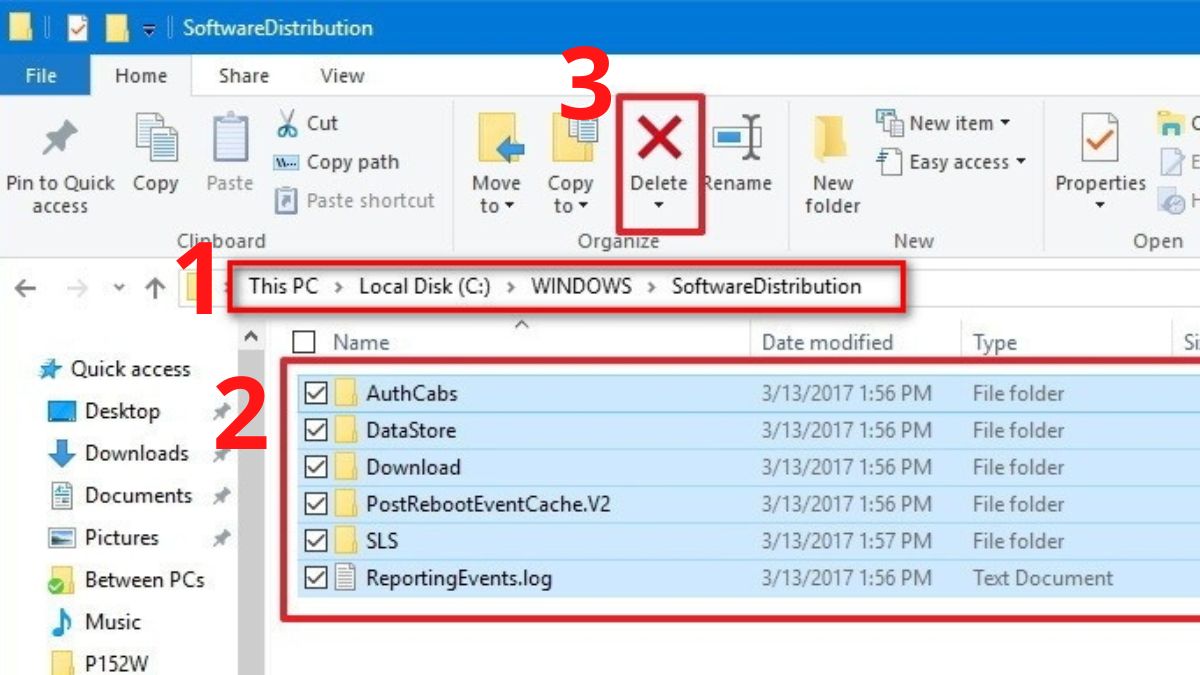 khắc phục lỗi Your device is missing important security and quality fixes bằng Đổi tên thư mục Software Distribution - Bước 3